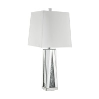 Acme Noralie Faux Diamonds Inlay Table Lamp In White Fabric And Mirrored