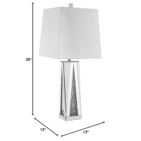 Acme Noralie Faux Diamonds Inlay Table Lamp In White Fabric And Mirrored