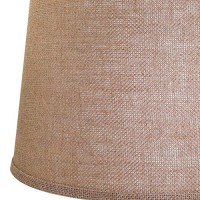 Alucset Double Medium Lamp Shades Set Of 2, Drum Fabric Burlap Lampshades For Table Lamp And Floor Light, 10X12X8 Inch, Natural Linen Hand Crafted, Spider (Light Brown, 2 Pcs Pack)