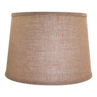 Alucset Double Medium Lamp Shades Set Of 2, Drum Fabric Burlap Lampshades For Table Lamp And Floor Light, 10X12X8 Inch, Natural Linen Hand Crafted, Spider (Light Brown, 2 Pcs Pack)