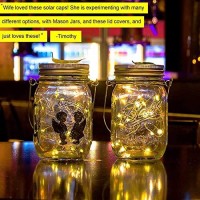 Znycye Solar Mason Jar Lights, 12 Pack 30 Led Fairy Lights Mason Jar Lids Waterproof String Lights With Hanger (No Jars) Best For Outdoor Patio Garden Yard Lawn And Christmas Decor-Warm White