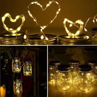 Znycye Solar Mason Jar Lights, 12 Pack 30 Led Fairy Lights Mason Jar Lids Waterproof String Lights With Hanger (No Jars) Best For Outdoor Patio Garden Yard Lawn And Christmas Decor-Warm White