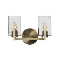 Atlas 2 Light Bath Bar In New Age Brass Finish With 4 Clear Bubble Glass