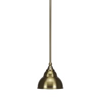 Stem Mini Pendant With Hang Straight Swivel Shown In New Age Brass Finish With 7 New Age Brass Double Bubble Metal Shade