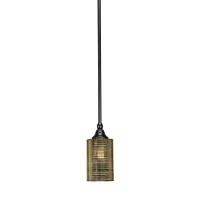 Stem Mini Pendant With Hang Straight Swivel Shown In Espresso Finish With 4 Silver Matrix Glass