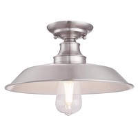 Westinghouse Lighting 6370200 Iron Hill 12-Inch, One-Light Indoor Semi Flush Mount Ceiling Light, Brushed Nickel Finish