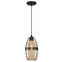 Westinghouse 6366800, Oil Rubbed Bronze Finish With Amber Glass Soren One-Light Indoor Mini Pendant, Size