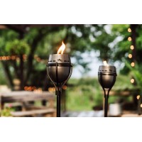 Tiki Brand Island King Outdoor Tiki Torch For Lawn Patio And Garden Metal Large Flame Silver 65 Inch 1118035