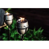 Tiki Brand Island King Outdoor Tiki Torch For Lawn Patio And Garden Metal Large Flame Silver 65 Inch 1118035