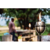 Tiki Brand Island King Outdoor Tiki Torch For Lawn Patio And Garden Metal Large Flame Silver 65 Inch 1118035