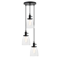 Pathson 3 Lights Pendant Lighting Industrial Dining Pendant Lights With Clear Glass Bathroom Pendant Light Fixtures Hanging La