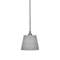 Stem Mini Pendant With Hang Straight Swivel Shown In Brushed Nickel Finish With 9.5 Gray Matrix Glass