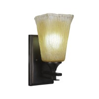 Uptowne 1 Light Wall Sconce Shown In Dark Granite Finish With 5 Square Amber Crystal Glass