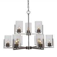 Atlas 9 Light Chandelier In Graphite Finish With 4 Clear Bubble Glass