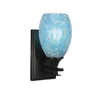 Uptowne 1 Light Wall Sconce Shown In Dark Granite Finish With 5 Turquoise Fusion Glass