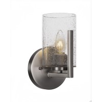 Atlas 1 Light Wall Sconce In Graphite Finish With 4 Clear Bubble Glass