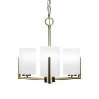 Atlas 3 Light Chandelier In New Age Brass Finish With 4 White Matrix Glass