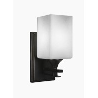 Uptowne 1 Light Wall Sconce Shown In Dark Granite Finish With 4 Square White Muslin Glass