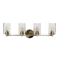 Atlas 4 Light Bath Bar In New Age Brass Finish With 4 Clear Bubble Glass