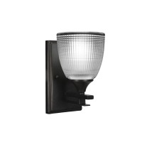 Uptowne 1 Light Wall Sconce Shown In Dark Granite Finish With 5 Clear Ribbed Glass