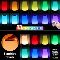 Thausdas Night Light, Dimmable Touch Lamp For Bedroom, Portable Table Bedside Lamp, 5 Brightness & 13 Rgb Colors, Night Lights For Bedroombaby Nurserybathroomhallwaysliving Room