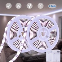 Dmeixs Battery Powered Led Strip Lights White Strip Lights Waterproof 6.56Ft Led Battery Strip Flexible Sticky Led Strip Lights Kit For Bedroom Indoor Outdoor Led Lights 2 Pack