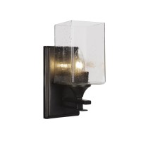 Uptowne 1 Light Wall Sconce Shown In Dark Granite Finish With 4 Square Clear Bubble Glass