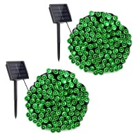 Toodour Solar Halloween Lights Outdoor 2 Pack 200 Led 8 Modes Green Halloween String Lights Waterproof Solar Lights String For