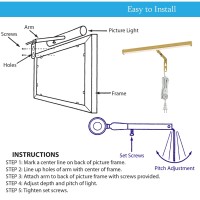 Ciata Picture Light Picture Frame Light Adjustable 14-Inches Integrated Led Art Light 15 Watt Metal Picture Lights For Wall, Artwork Light With In-Line On/Off Switch E12 Candelabra Base Polished Brass