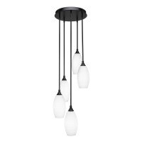 Empire 5 Light Cluster Pendalier In Matte Black Finish With 5.5 White Matrix Glass