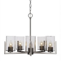 Atlas 5 Light Chandelier In Graphite Finish With 4 Clear Bubble Glass