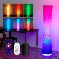 Chiphy Floor Lamp 64 Tall Dimmable And Rgb Color Changing Led Smart Bulbs White Fabric Shade With Remote Control Standing L