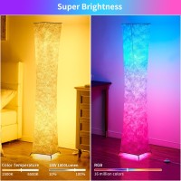 Chiphy Floor Lamp 64 Tall Dimmable And Rgb Color Changing Led Smart Bulbs White Fabric Shade With Remote Control Standing L