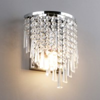 Pathson Crystal Wall Light, Chrome Finish Wall Sconce, Modern K9 Acrylic Crystal Drops Shade Wall Lamp Bedroom Living Room Lighting