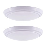 Gruenlich Led Flush Mount Ceiling Lighting Fixture, 7 Inch Dimmable 12W (75W Replacement) 840 Lumen, Aluminum Housing, Etl And Damp Location Rated, 2-Pack (White Finish-3000K)