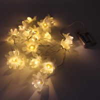 Cvhomedeco. White Daisy String Lights Artificial Silk Flowers Battery Powered W/Timer Fairy Starry Lights For Home Wedding Birthday Party D