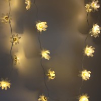 Cvhomedeco. White Daisy String Lights Artificial Silk Flowers Battery Powered W/Timer Fairy Starry Lights For Home Wedding Birthday Party D