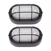 Gruenlich Led Bulkhead Light, Flush Mount For Wall Or Ceiling, 6W, 520 Lumen, Dimmable 5000K Daylight White, Aluminum Housing, Outdoor Rated, Black Finish, 2-Pack