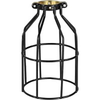 Simple Deluxe 1-Pack Adjustable Industrial Clamp On Metal Bulb Guard Cage For Pendant, Farmhouse Light Fixture, Vintage Lamp Shades And Hanging Lamp, Black