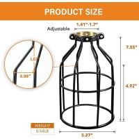 Simple Deluxe 1-Pack Adjustable Industrial Clamp On Metal Bulb Guard Cage For Pendant, Farmhouse Light Fixture, Vintage Lamp Shades And Hanging Lamp, Black