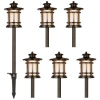 Hykolity Low Voltage Orb Led Landscape Path Light W/ Crackled Shade, 3.4W 155Lm 12V Wired Outdoor Led Walkway Light, Die-Cast Aluminum Construction, 30-Watt Equivalent, 15-Year Lifespan-6Pack