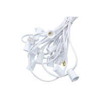 Est. Lee Display L D 1902 Outdoor Light Strings Hanging Patio Cords Sockets W' Male Female Plugs C7 E12 Green Or White 12In Spacing Decorative String Lighting Wire (White, 50)