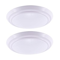 Gruenlich Led Flush Mount Ceiling Lighting Fixture, 11 Inch Dimmable 19W (125W Replacement) 1200 Lumen, Aluminum Housing, Etl And Damp Location Rated, 2-Pack (White Finish-3000K)