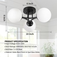 Bagood 3 Lights Modern Globe Ceiling Light Semi Flush Mount Ceiling Light Mid Century Ceiling Light Sputnik Light Fixture Chande