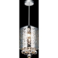 1 Light Drum Shade Mini Pendant With Chrome Finish