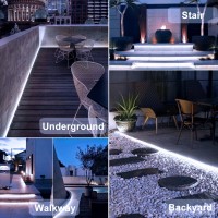 Echosari Solar Powered Strip Lights, 16.4Ft 150 Led Strip Lights Auto On/Off, Self-Adhesive Cuttable Outdoor Strip Lights Waterproof For Stair, Walkway Decoration (Cool White)