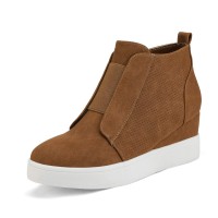 Dream Pairs Womens Platform Wedge Sneakers Ankle Booties Tan Size 95 M Us Wedge-Snkr-1