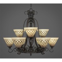 Elegant 9 Light Chandelier Shown In Dark Granite Finish With 7