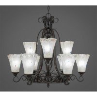 Elegant 9 Light Chandelier Shown In Dark Granite Finish With 5.5