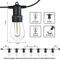 Sunthin Outdoor String Lights, 48Ft Patio Lights With 16 Led Shatterproof Bulbs For Outside, Backyard, Deck, Porch, Garden, Bistro, Cafe, Party